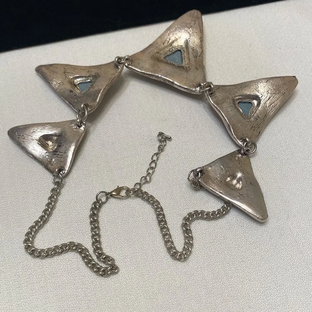 Vintage Silver Mod Mirrored Spiky Necklace